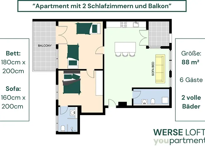 88 Qm - Exklusiv & Angebunden - Werse Loft By Youpartments Munster (North Rhine-Westphalia)